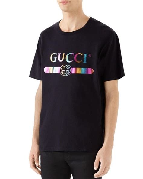 gucci shirt rainbow|Gucci metallic t shirt.